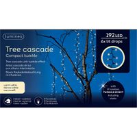 Lumineo Tree Cascade Twinkel Verlichting 6x Waterval 192 LEDs 2M Buiten Zwart Warm Wit 8 Functies