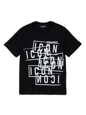 Dsquared2 Kids Katoenen T-shirt met logoprint - Zwart