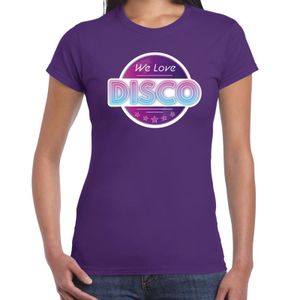 We love disco feest t-shirt paars voor dames