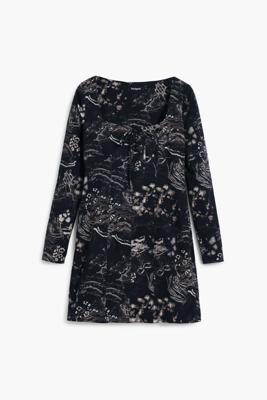 Kort jurkje met vierkante halslijn - BLACK - XS