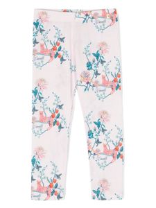 Roberto Cavalli Junior legging fleuri à imprimé léopard - Rose