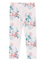 Roberto Cavalli Junior legging fleuri à imprimé léopard - Rose