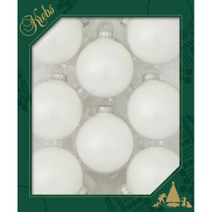 Krebs Kerstballen - 8ST - satijn wit - glas - mat - 7 cm   -