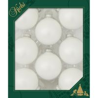 Krebs Kerstballen - 8ST - satijn wit - glas - mat - 7 cm   - - thumbnail