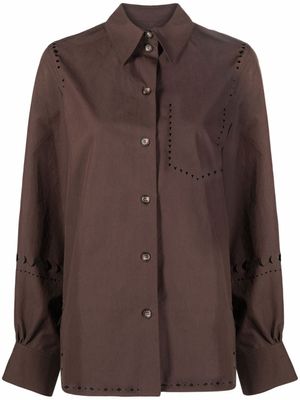 Nanushka chemise à découpes au laser - Marron