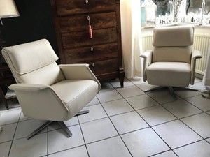 Set van 2 leren relaxfauteuils - wit leer - Echt leer, Modern, ontdek de vele Leersoorten en Kleuren bij ShopX