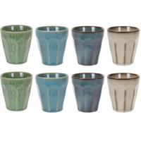 Koffiekopjes - porselein - multi kleuren - set 8x stuks - 250 ml