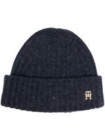 Tommy Hilfiger bonnet nervuré à plaque logo - Bleu