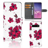 Samsung Galaxy S10 Hoesje Blossom Red | Portemonnee hoesje Samsung Galaxy S10 Hoesje Blossom Red | Portemonnee hoesje
