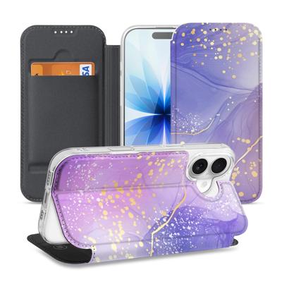 iPhone 17 Telefoonhoesje met pashouder Watercolor Paars