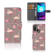 Motorola Moto E20 | E30 | E40 | Telefoonhoesje | Met pasjeshouder | Flamingo