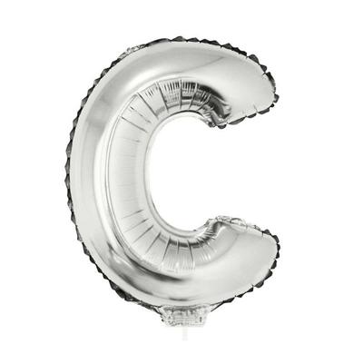 Folieballon letter C - 41 cm - zilver - feestdecoratie - versiering