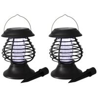 Set van 2x stuks solar tuinlampen/prikspots anti-muggenlampen op zonne-energie 22 cm