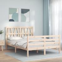 Bedframe met hoofdbord massief hout 140x200 cm