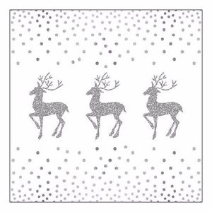 20x Kerstdiner servetten Deer and Dots White