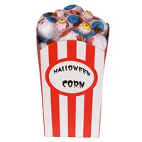 Halloween/Horror deco artikel - popcorn bakje met oogballen - 8 x 16 cm - thumbnail