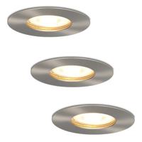 Set van 3 Bari LED Inbouwspots - 4 Watt 345 lumen - 2700K Warm Wit - GU10 - Dimbaar - Rond - IP65 Waterdicht - RVS - Voor binnen, buiten en badkamer