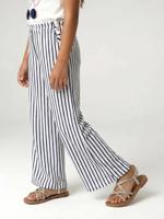 Wijde gestreepte legging van gebreide sweater blauw, gestreept