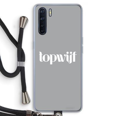 Topwijf Grijs Wit: Oppo A91 Transparant Hoesje met koord