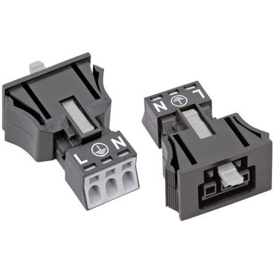 WAGO 890-703 Netstekker WINSTA MINI Bus, recht Totaal aantal polen: 2 + PE 16 A Zwart 1 stuk(s)