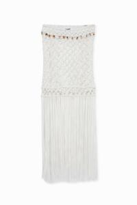 Minirok met macramé met franjes - WHITE - M