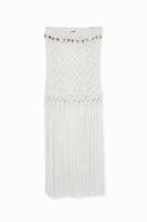 Minirok met macramé met franjes - WHITE - L