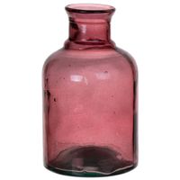 Bloemenvaas - paars - transparant gerecycled glas - D12 x H20 cm