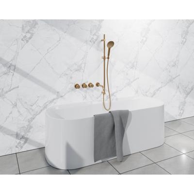 Fortifura Nebbio Badcombinatie-set - thermostaatkraan - inbouwdeel - glijstang - gladde doucheslang - ronde handdouche - uitbreiding inbouwdeel - uitloop - geborsteld messing SW1183064 SW1111526 SW706209 SW496814 SW1183076 SW