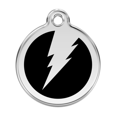 Flash Black roestvrijstalen hondenpenning large/groot dia. 3,8 cm - Reddingo