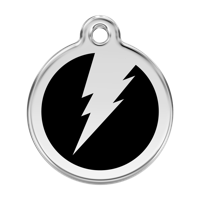 Flash Black roestvrijstalen hondenpenning large/groot dia. 3,8 cm - Reddingo