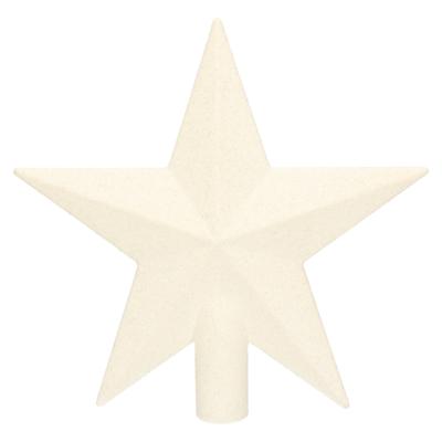 Decoris kerstboom piek - ster vorm - wit - glitter - 19 cm - kunststof - kerstpiek