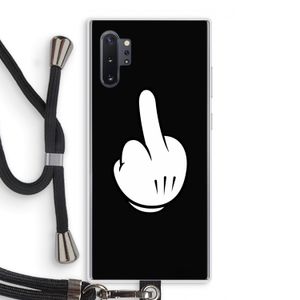 Middle finger black: Samsung Galaxy Note 10 Plus Transparant Hoesje met koord