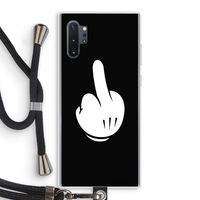 Middle finger black: Samsung Galaxy Note 10 Plus Transparant Hoesje met koord