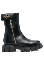 Love Moschino bottes en cuir à plaque logo - Noir - thumbnail