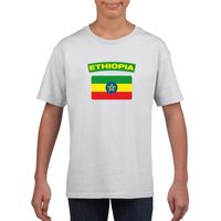T-shirt Ethiopische vlag wit kinderen XL (158-164)  -