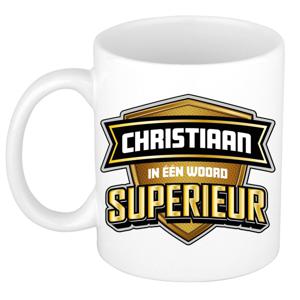 Naam mok Christiaan - wit - Superieur - keramiek - 300 ml - cadeau collega beker