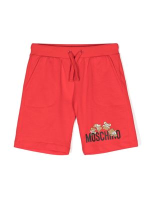 Moschino Kids short en coton à logo Teddy Bear - Rouge