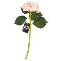 Kunstbloem Hortensia tak - roze - 48 cm - losse steel - Kunst zijdebloemen - hydrangea