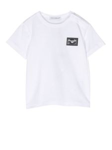 Dolce & Gabbana Kids t-shirt en coton à plaque logo - Blanc