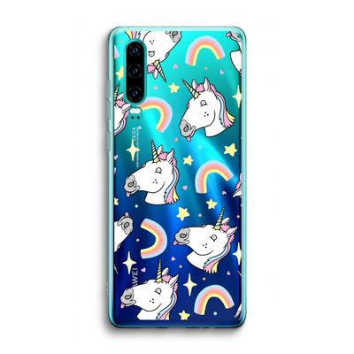 Rainbow Unicorn: Huawei P30 Transparant Hoesje