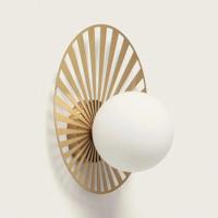 Art deco wandlampje goud en opaalglas met G9 fitting &apos;Mazuret&apos;