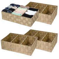 Opbergmanden - 4x - 3 vaks - bruin - ladekast organizer - ondermode