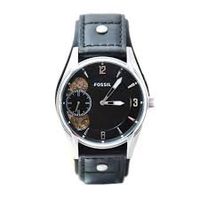 Horlogeband Fossil ME1084 Leder Zwart 22mm