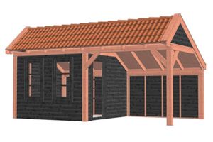 Trendhout Kapschuur De Stee 600x360 cm - Combinatie 1- Kapschuurdak- Onbehandeld lariks Douglas hout- Trendhout