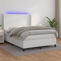 Boxspring met matras en LED kunstleer wit 140x200 cm