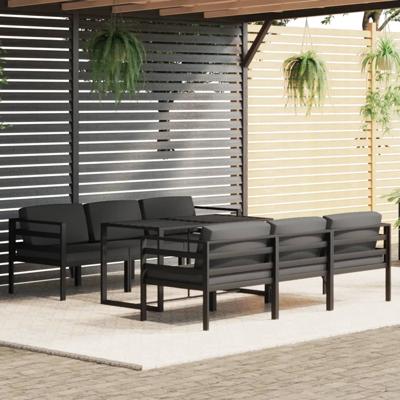 7-delige Loungeset met kussens aluminium antracietkleurig