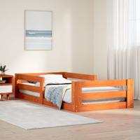 Bedframe zonder matras massief grenenhout wasbruin 90x190 cm