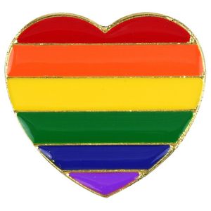 Regenboogvlag kleuren metalen hartje broche 3 cm   -