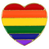 Regenboogvlag kleuren metalen hartje broche 3 cm   - - thumbnail