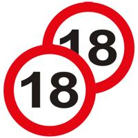 Leeftijd Tuin decoratiebord - 2x stuks - 18 jaar verjaardag - karton - 26 cm - verkeersbord